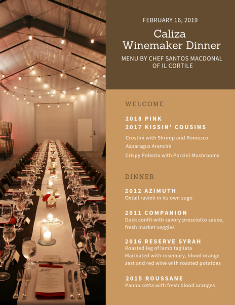 Winemaker Dinner Menu